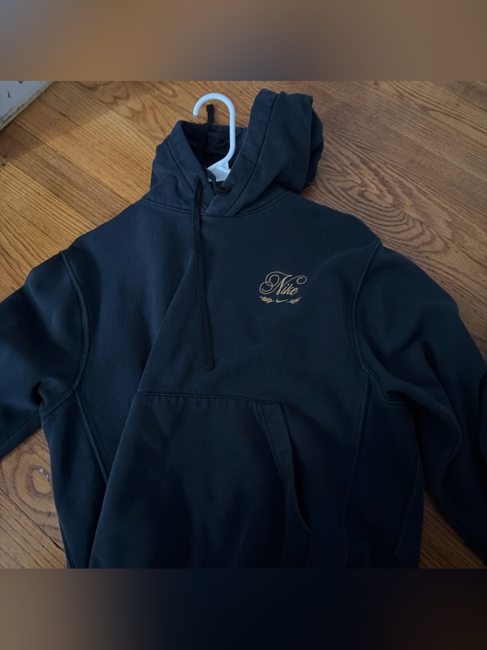 Nike Black Hoodie with Gold Script Logo